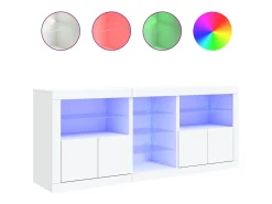 Aparador cómoda cómoda armario mueble organizador cocina salón salón con luces LED 162 x 37 x 67 cm blanco 02_0029833