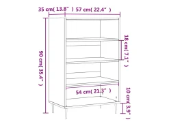 Aparador cómoda cómoda armario mueble organizador cocina salón salón alto 57 x 35 x 90 cm madera contrachapada negro 02_0034939