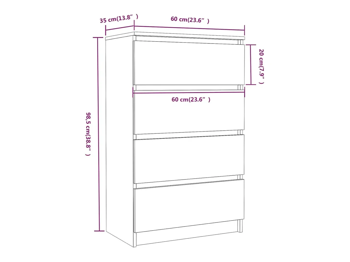 Aparador cómoda cómoda armario mueble organizador cocina salón salón 60 x 35 x 98,5 cm madera contrachapada marrón 02_0030998