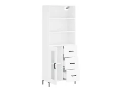 Aparador cómoda cómoda armario mueble organizador cocina salón salón alto 69,5 x 34 x 180 cm madera contrachapada blanco 02_0032551