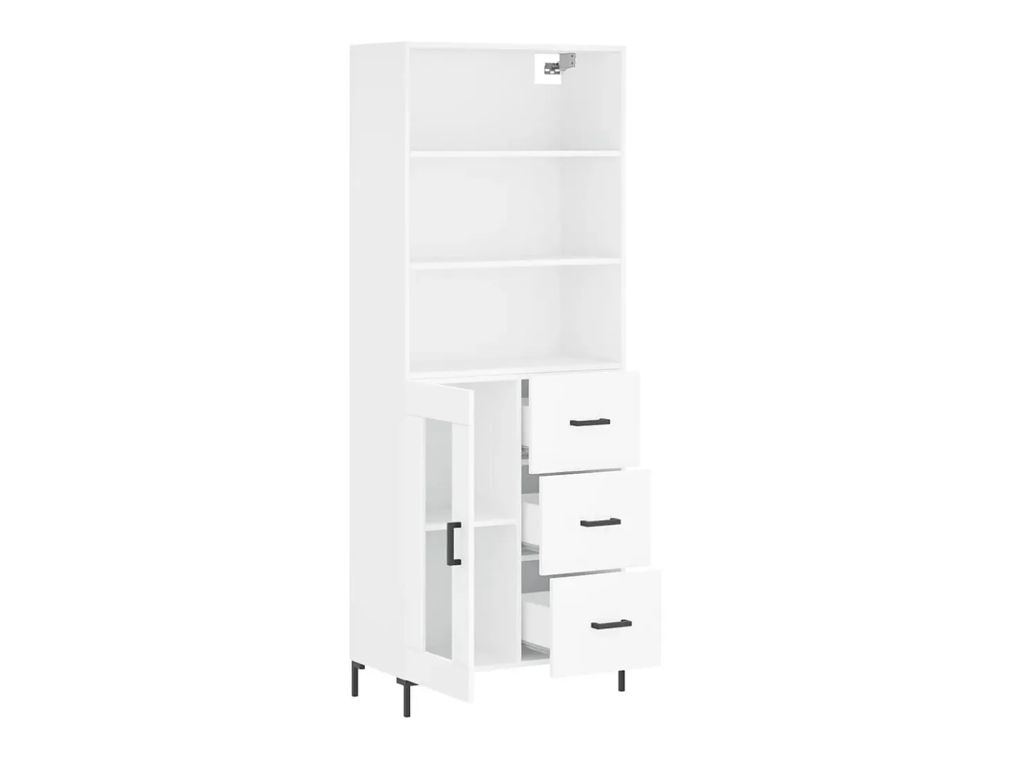 Aparador cómoda cómoda armario mueble organizador cocina salón salón alto 69,5 x 34 x 180 cm madera contrachapada blanco 02_0032551