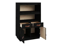 Aparador cómoda cómoda armario mueble organizador cocina salón salón alto 67 x 40 x 108,5 cm madera maciza de pino negro 02_0034955