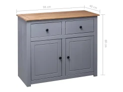 Aparador cómoda cómoda armario mueble organizador cocina salón salón 93 x 40 x 80 cm Pino macizo Surtido Panamá gris 02_0031810