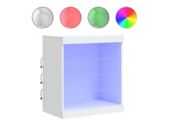 Aparador cómoda cómoda armario mueble organizador cocina salón salón con luces LED 60,5 x 37 x 67 cm blanco 02_0029856
