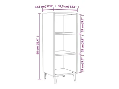 Aparador cómoda cómoda armario mueble organizador cocina salón salón Sonoma 34,5 x 32,5 x 90 cm madera contrachapada gris 02_0036294