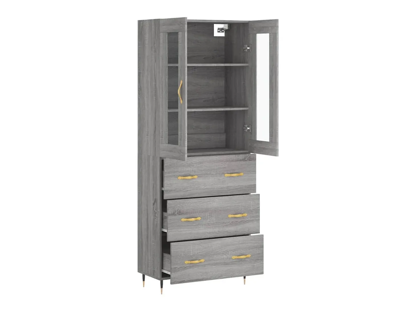 Aparador cómoda cómoda armario mueble organizador cocina salón salón alto Sonoma 69,5 x 34 x 180 cm madera contrachapada gris 02_0035451