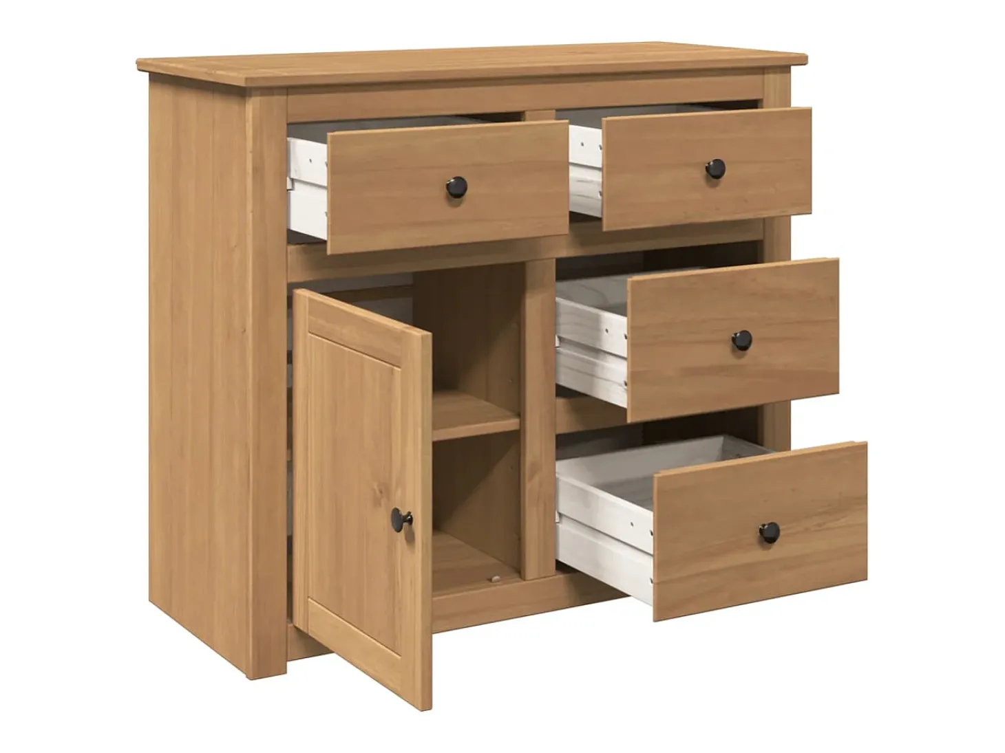 Aparador cómoda cómoda armario mueble organizador cocina salón salón con cajones 93 x 40 x 80 cm madera maciza de pino marrón 02_0030130