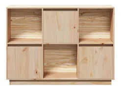 Aparador cómoda cómoda armario mueble organizador cocina salón salón 110,5 x 35 x 80 cm madera maciza de pino marrón 02_0029507