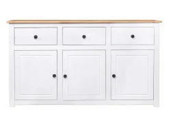 Aparador cómoda cómoda armario mueble organizador cocina salón salón 135 x 40 x 80 cm Pino macizo gama Panamá blanco 02_0030209