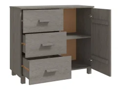 Aparador cómoda cómoda armario mueble organizador cocina salón luz 90 x 40 x 80 cm madera maciza de pino gris 02_0032162