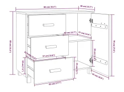 Aparador cómoda cómoda armario mueble organizador cocina salón luz 90 x 40 x 80 cm madera maciza de pino gris 02_0032162