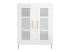 Aparador cómoda cómoda armario mueble organizador cocina salón brillante 69,5 x 34 x 90 cm madera contrachapada blanco 02_0030686