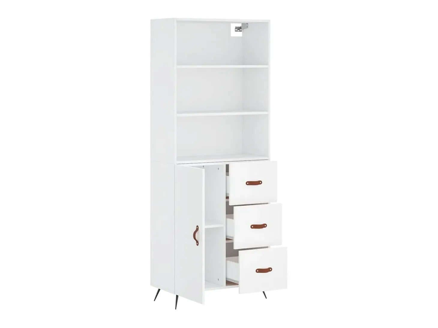 Aparador cómoda cómoda armario mueble organizador cocina salón salón alto 69,5 x 34 x 180 cm madera contrachapada blanco 02_0032540