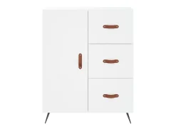 Aparador cómoda cómoda armario mueble organizador cocina salón salón alto 69,5 x 34 x 180 cm madera contrachapada blanco 02_0032540
