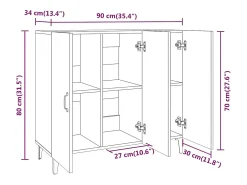 Aparador cómoda cómoda armario unidad de almacenamiento organizador cocina salón salón Sonoma 90 x 34 x 80 cm madera contrachapada marrón 02_0031733