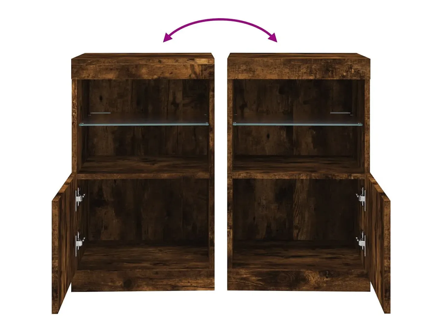 Aparador cómoda cómoda armario mueble organizador cocina salón salón con luces LED 41 x 37 x 67 cm marrón 02_0029885