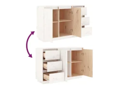 Aparador cómoda cómoda armario mueble organizador cocina salón salón 111 x 34 x 75 cm madera maciza de pino blanco 02_0030203