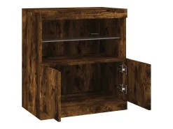 Aparador cómoda cómoda armario mueble organizador cocina salón salón con luces LED 60 x 37 x 67 cm marrón 02_0029891