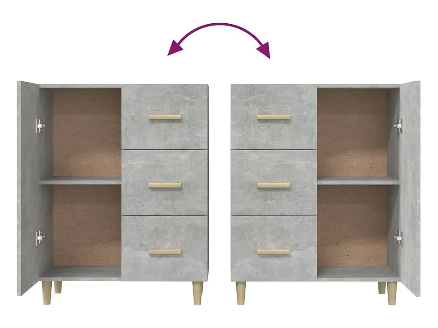 Aparador cómoda cómoda armario mueble organizador cocina salón salón 69,5 x 34 x 90 cm madera contrachapada gris 02_0032041