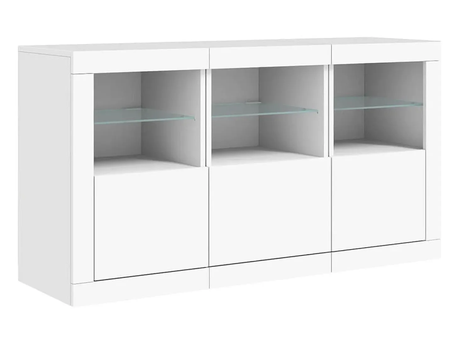 Aparador cómoda cómoda armario mueble organizador cocina salón salón con luces LED 123 x 37 x 67 cm blanco 02_0029826