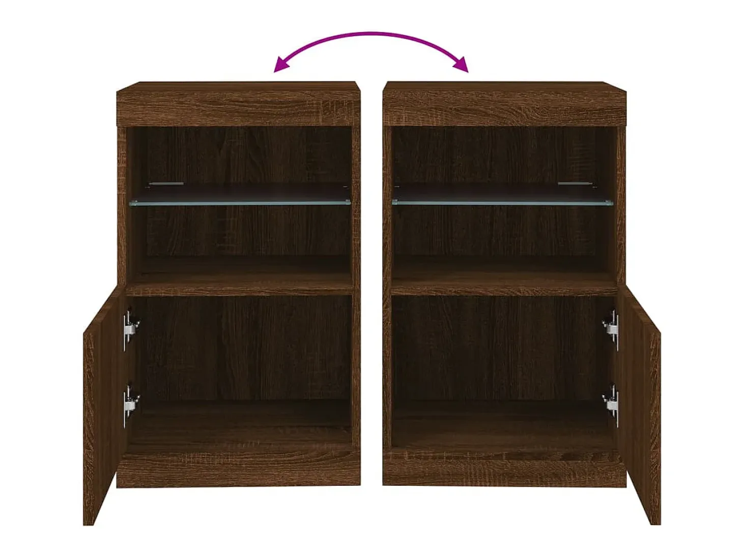 Aparador cómoda cómoda armario mueble organizador cocina salón salón con luces LED 41 x 37 x 67 cm marrón 02_0029924