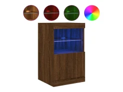 Aparador cómoda cómoda armario mueble organizador cocina salón salón con luces LED 41 x 37 x 67 cm marrón 02_0029924