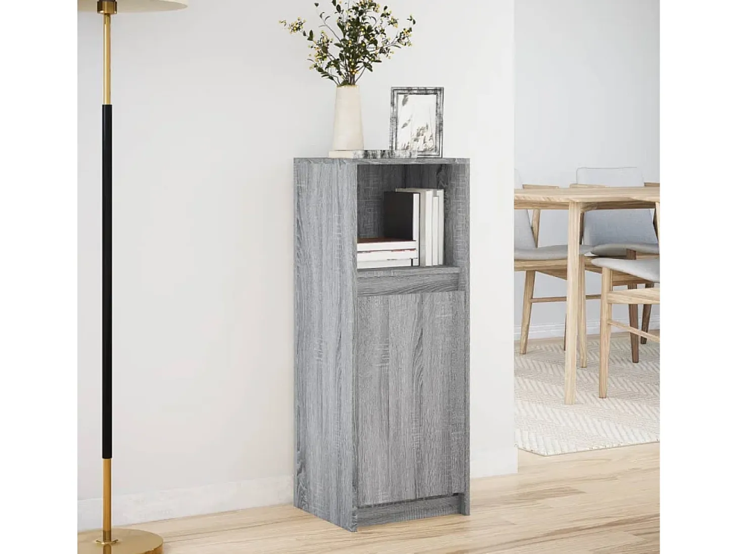 Aparador cómoda cómoda armario mueble organizador cocina salón salón con LED Sonoma 38 x 34 x 100 cm madera contrachapada gris 02_0029818