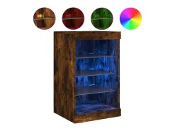 Aparador cómoda cómoda armario mueble organizador cocina salón salón con luces LED 41 x 37 x 67 cm marrón 02_0029886