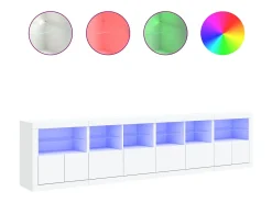 Aparador cómoda cómoda armario mueble organizador cocina salón salón con luces LED 283 x 37 x 67 cm blanco 02_0029846
