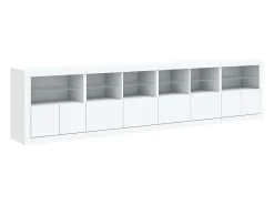 Aparador cómoda cómoda armario mueble organizador cocina salón salón con luces LED 283 x 37 x 67 cm blanco 02_0029846