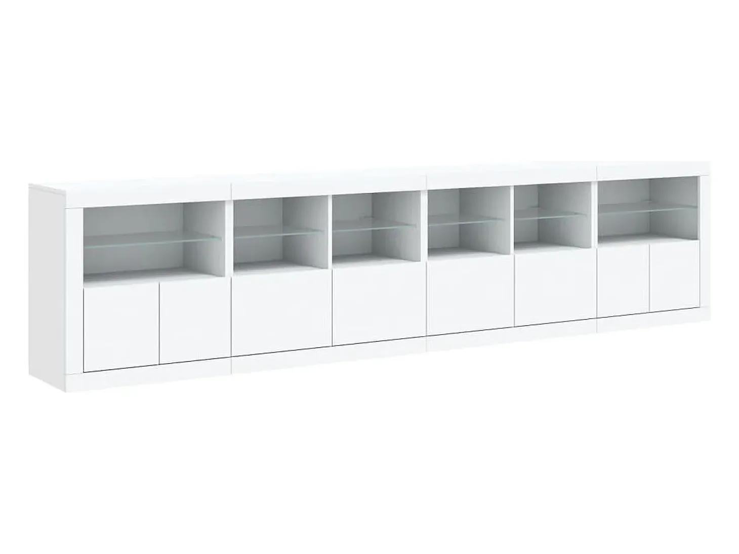Aparador cómoda cómoda armario mueble organizador cocina salón salón con luces LED 283 x 37 x 67 cm blanco 02_0029846