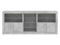 Aparador cómoda cómoda armario mueble organizador cocina salón salón con luces LED 162 x 37 x 67 cm gris 02_0029981