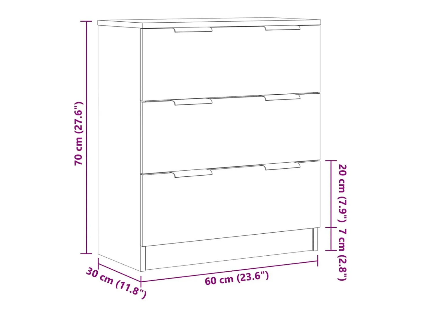 Aparador cómoda cómoda armario unidad de almacenamiento organizador cocina salón sala de manualidades 60 x 30 x 70 cm madera contrachapada marrón 02_0030813
