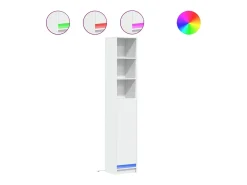 Aparador cómoda cómoda armario mueble organizador cocina salón salón con LED 36 x 32,5 x 200 cm madera contrachapada blanco 02_0029769