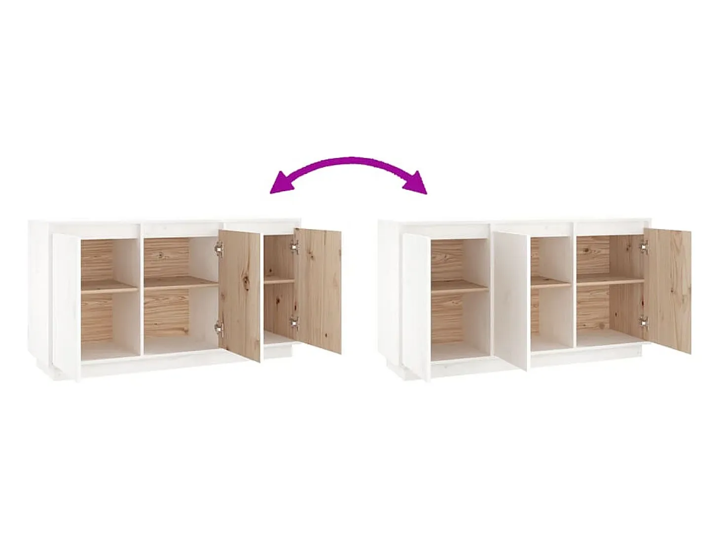 Aparador cómoda cómoda armario mueble organizador cocina salón salón 111 x 34 x 60 cm madera maciza de pino blanco 02_0030201