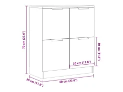 Aparador cómoda cómoda armario mueble organizador cocina salón salón madera vieja 60 x 30 x 70 cm madera contrachapada marrón 02_0036603