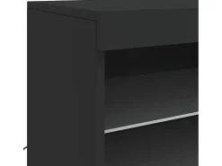 Aparador cómoda cómoda armario mueble organizador cocina salón salón con luces LED 60,5 x 37 x 67 cm negro 02_0030041