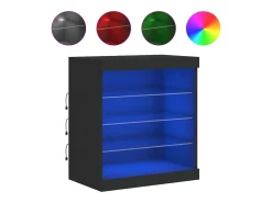 Aparador cómoda cómoda armario mueble organizador cocina salón salón con luces LED 60,5 x 37 x 67 cm negro 02_0030041
