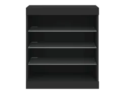 Aparador cómoda cómoda armario mueble organizador cocina salón salón con luces LED 60,5 x 37 x 67 cm negro 02_0030041