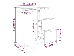 Aparador cómoda cómoda armario mueble organizador cocina salón salón juego de 2 60 x 30 x 70 cm madera contrachapada gris 02_0036852