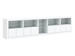 Aparador cómoda cómoda armario mueble organizador cocina salón salón con luces LED 283 x 37 x 67 cm blanco 02_0029847