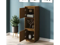 Aparador cómoda cómoda armario mueble organizador cocina salón salón alto 38 x 35 x 117 cm madera maciza de pino marrón 02_0034754