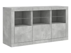 Aparador cómoda cómoda armario mueble organizador cocina salón salón con luces LED 123 x 37 x 67 cm gris 02_0029974