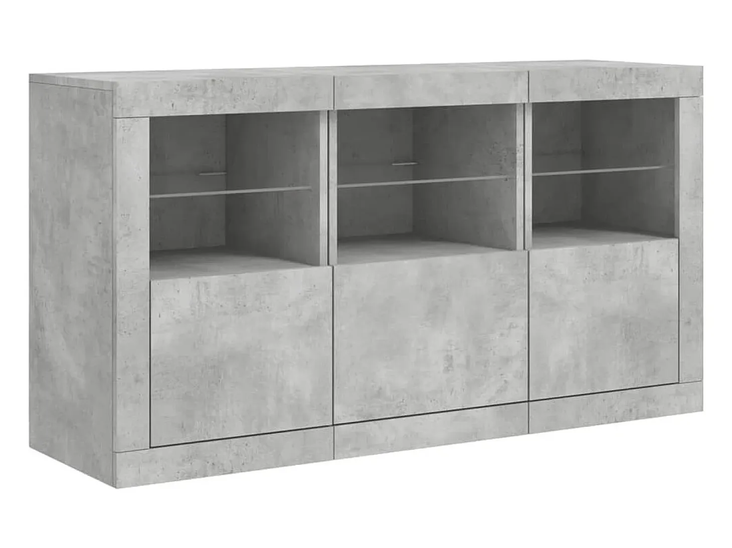 Aparador cómoda cómoda armario mueble organizador cocina salón salón con luces LED 123 x 37 x 67 cm gris 02_0029974