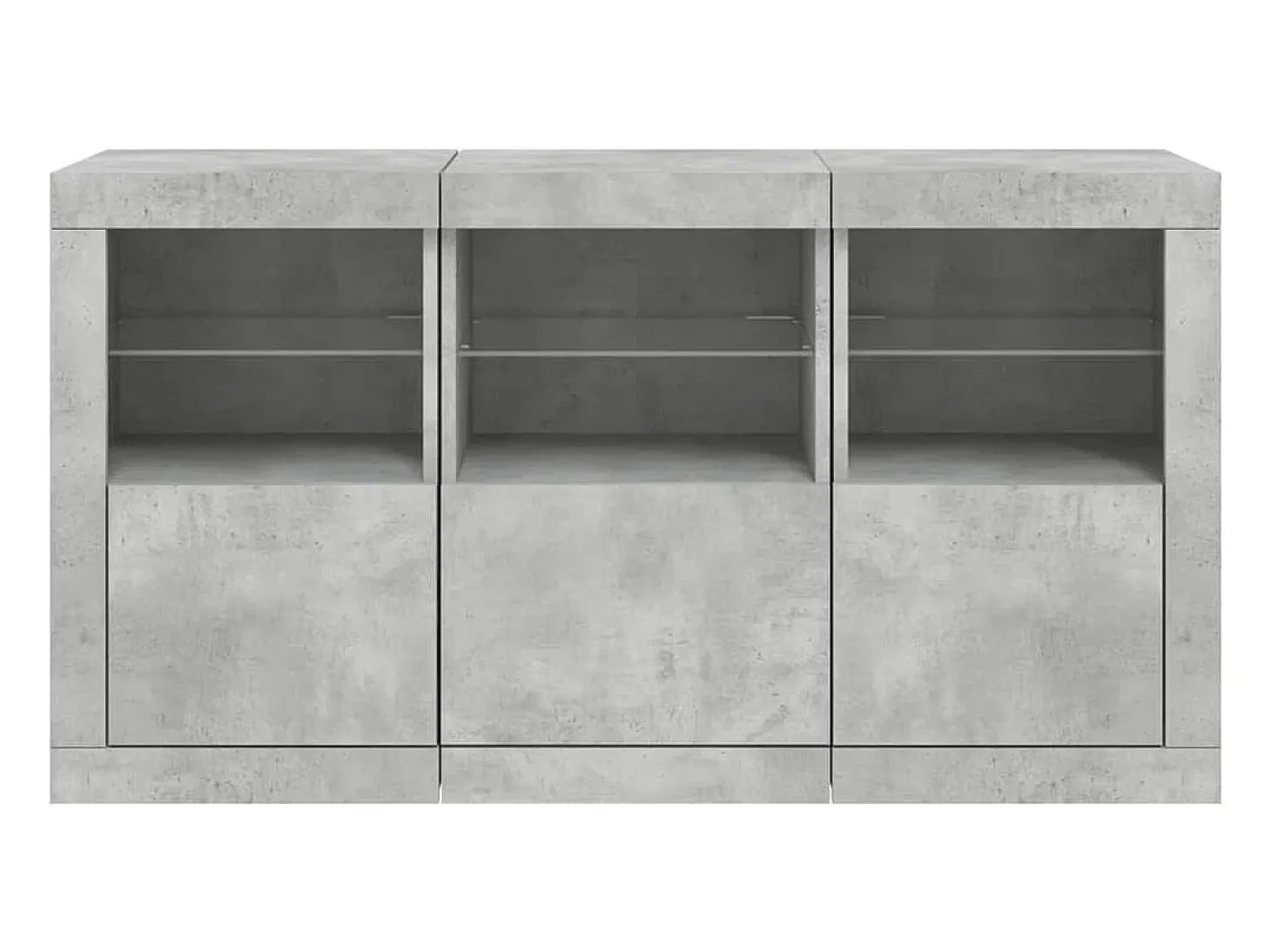 Aparador cómoda cómoda armario mueble organizador cocina salón salón con luces LED 123 x 37 x 67 cm gris 02_0029974