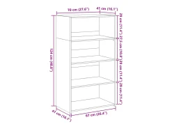 Aparador cómoda cómoda armario mueble organizador cocina salón salón alto 70 x 41 x 124 cm madera contrachapada marrón 02_0033554