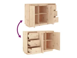 Aparador cómoda cómoda armario mueble organizador cocina salón salón 111 x 34 x 75 cm madera maciza de pino marrón 02_0029524