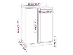 Aparador cómoda cómoda armario mueble organizador cocina salón salón 60 x 35 x 80 cm madera maciza de pino blanco 02_0030373