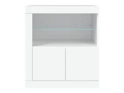 Aparador cómoda cómoda armario mueble organizador cocina salón salón con luces LED 60,5 x 37 x 67 cm blanco 02_0029855