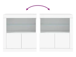 Aparador cómoda cómoda armario mueble organizador cocina salón salón con luces LED 60,5 x 37 x 67 cm blanco 02_0029855